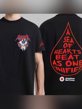 Metallica x American Red Cross XXL tshirt NEW unworn 100% cotton
